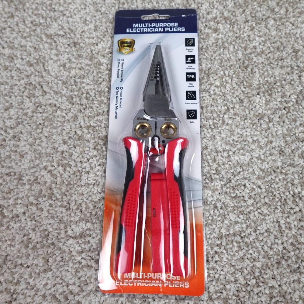 Multi-Purpose Electrician Pliers 8-in-1 Wire Crimper Stripper Tool Red Black